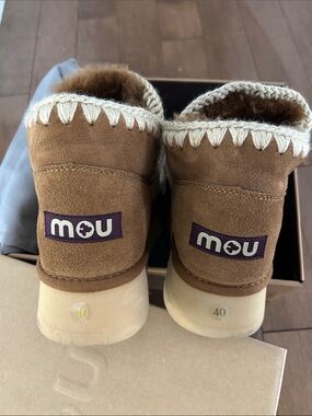 Mou Tan Suede Shearling-Trim Booties